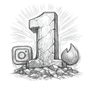 digital icons on rocky pedestal